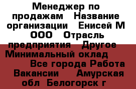 Менеджер по продажам › Название организации ­ Енисей-М, ООО › Отрасль предприятия ­ Другое › Минимальный оклад ­ 100 000 - Все города Работа » Вакансии   . Амурская обл.,Белогорск г.